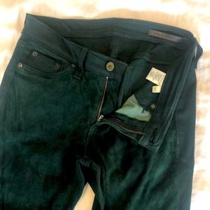 Rag & Bone suede skinny jeans in Forest;